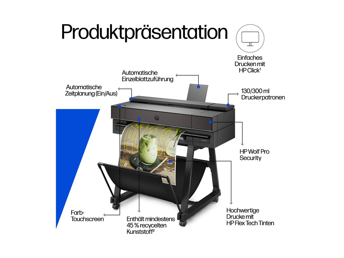 HP DesignJet T870 24" Großformatdrucker Schwarz