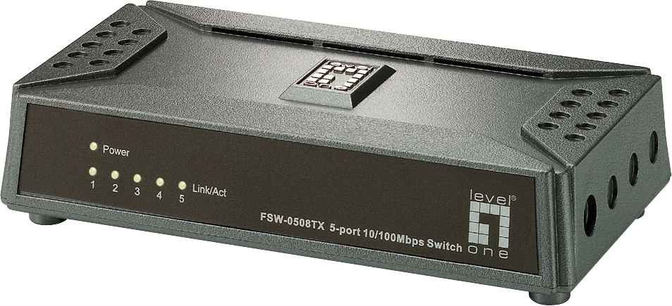 LevelOne FSW-0508TX Netzwerk-Switch 5 Ports Fast Ethernet Schwarz, Grau