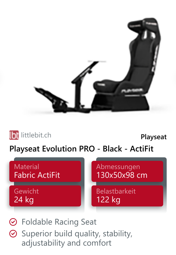 Playseat Evolution PRO - Black - ActiFit Foldable Racing Seat