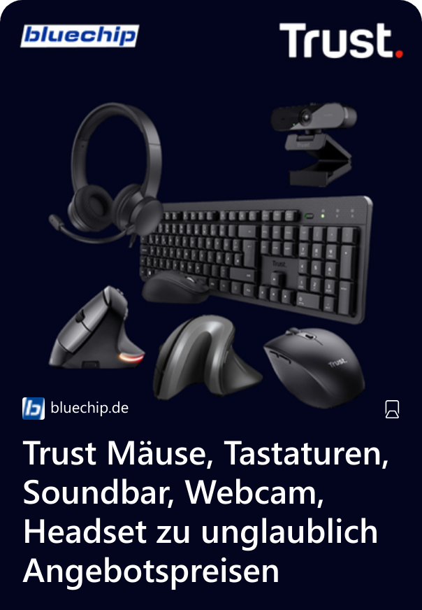 Trust Mäuse, Tastaturen, Soundbar, Webcam, Headset zu unglaublich Angebotspreisen 