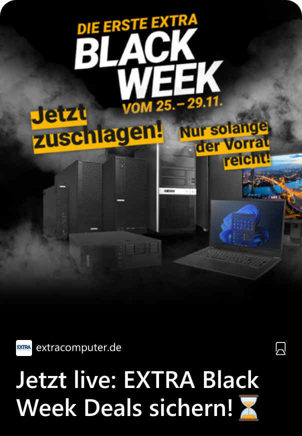 Jetzt live: EXTRA Black Week Deals sichern!⏳ 