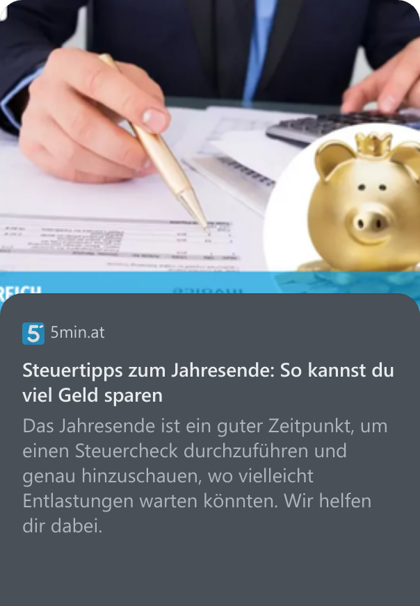 Steuertipps zum Jahresende: So kannst du viel Geld sparen Das Jahresende ist ein guter Zeitpunkt, um einen Steuercheck durchzuführen und genau hinzuschauen, wo vielleicht Entlastungen warten könnten. Wir helfen dir dabei.